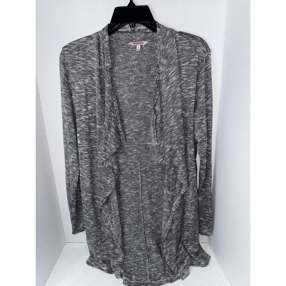 Juicy Couture Gray Embellished Open Front Cardigan Sweater Small - Picture 1 of 5